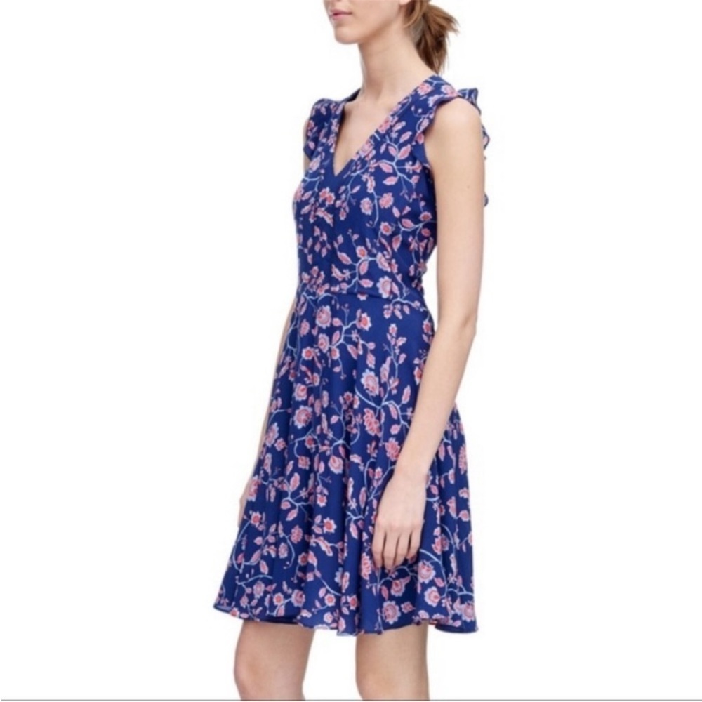 Rebecca Taylor silk Navy Floral Mini Dress size 2 - Picture 4 of 9